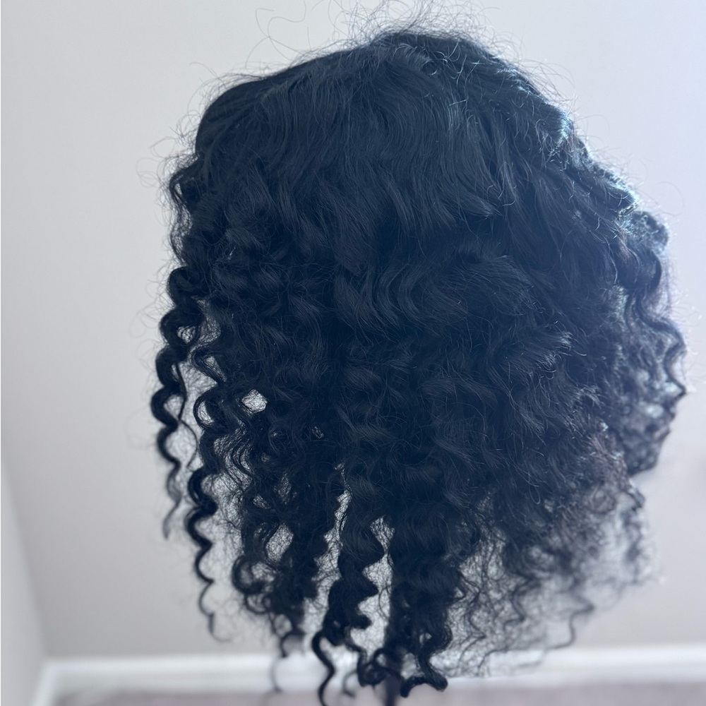 Natural Deep Black Curly Women's Wig Human Hair
